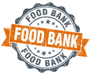 food bank orange vintage seal isolated on white